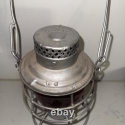 Rare Antique Kero Adlake Railroad Lantern, El, Red Glass, Fire On Wick