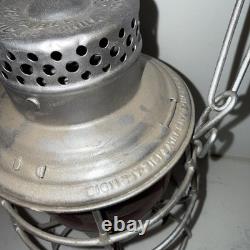 Rare Antique Kero Adlake Railroad Lantern, El, Red Glass, Fire On Wick