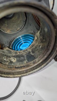 Rare Authentic Santa Fe Railway 4-Way Switch Lamp with Pyrex Chimney & Burner