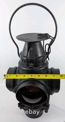 Rare Authentic Santa Fe Railway 4-Way Switch Lamp with Pyrex Chimney & Burner