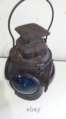 Rare CABOOSE OBSERVATION/CAMPAIGN RAILROAD CAR LANTERN OIL POT ADLAKE GN NR. 4