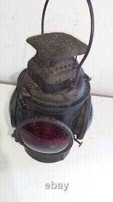 Rare CABOOSE OBSERVATION/CAMPAIGN RAILROAD CAR LANTERN OIL POT ADLAKE GN NR. 4