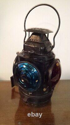 Rare CABOOSE OBSERVATION/CAMPAIGN RAILROAD CAR LANTERN WithBRACKET OIL POT ADLAKE