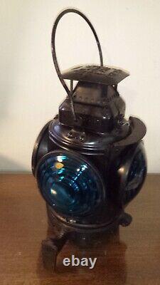 Rare CABOOSE OBSERVATION/CAMPAIGN RAILROAD CAR LANTERN WithBRACKET OIL POT ADLAKE