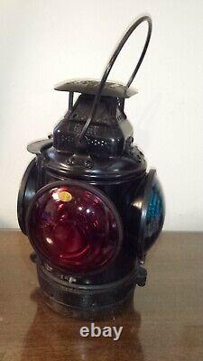 Rare CABOOSE OBSERVATION/CAMPAIGN RAILROAD CAR LANTERN WithBRACKET OIL POT ADLAKE