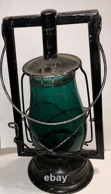 Rare Dietz Embossed Green Teal Loc-Nob Firzall Railroad Lantern Victor Tubular