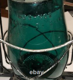 Rare Dietz Embossed Green Teal Loc-Nob Firzall Railroad Lantern Victor Tubular