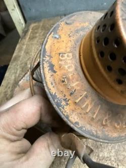 Rare Dietz Empire Stolen From B. Perini & Sons Railroad RR Oil Lantern Lamp USA