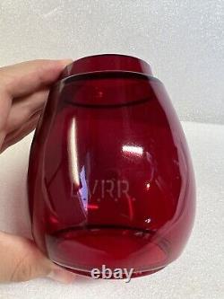 Rare Etched L. V. R. R. Lehigh Valley Railroad Lantern Red Glass Globe