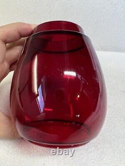 Rare Etched L. V. R. R. Lehigh Valley Railroad Lantern Red Glass Globe