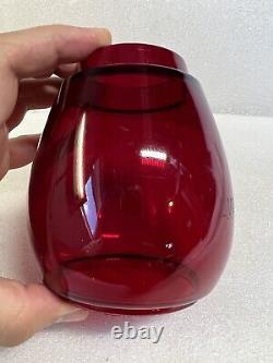 Rare Etched L. V. R. R. Lehigh Valley Railroad Lantern Red Glass Globe