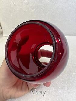 Rare Etched L. V. R. R. Lehigh Valley Railroad Lantern Red Glass Globe