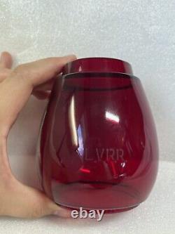 Rare Etched L. V. R. R. Lehigh Valley Railroad Lantern Red Glass Globe