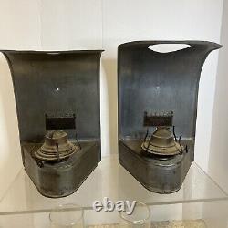 Rare Matched Pair Of Fresco Handlan Wall Sconce Railroad Car Oil Lamps