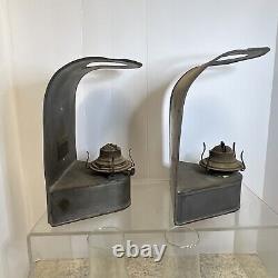 Rare Matched Pair Of Fresco Handlan Wall Sconce Railroad Car Oil Lamps