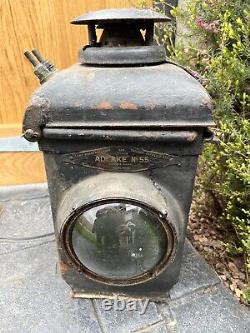 Rare Old Vintage Adlake Railway Steam Train Engine Upcycle Projeft Lamp Lantern