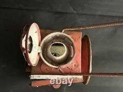 Rare Old Vintage Hand Painter Red Railway Kerosene Lantern Lamp, Collectible