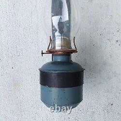 Rare Vintage Blue Adlake Caboose Railroad Train Kerosene Gas Wall Lamp 20