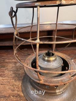 Rare Whale Oil Pat 1854 Early Removable Globe Railroad Lantern New England Glass