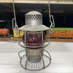 Rock Island Adlake Red Globe Railroad Lantern Rock Island Logo On Dome