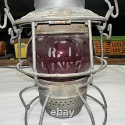 Rock Island Adlake Red Globe Railroad Lantern Rock Island Logo On Dome
