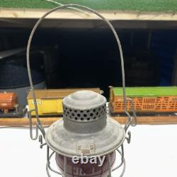 Rock Island Adlake Red Globe Railroad Lantern Rock Island Logo On Dome