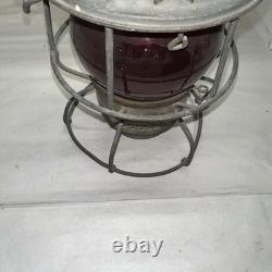 Rock Island Adlake Red Globe Railroad Lantern Rock Island Logo On Dome