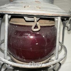 Rock Island Adlake Red Globe Railroad Lantern Rock Island Logo On Dome