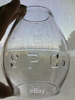 S. P. CO. SOUTHERN PACIFIC RAILROAD CLEAR CAST EMBOSSED LANTERN GLOBE With SERIFS