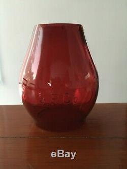 S. P. Co. Southern Pacific Railroad Lantern Red Cast Embossed Tall Globe