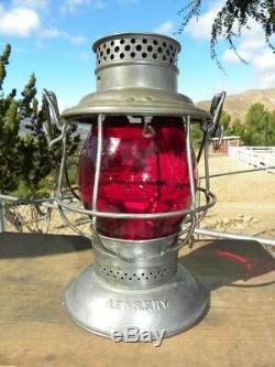 SANTA FE AT&SFRY RAILROAD LANTERN Red Cast AT&SFRy Lantern Globe