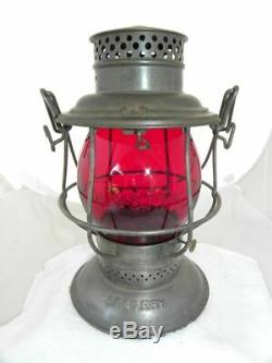 SANTA FE AT&SFRY RAILROAD LANTERN Red Cast AT&SFRy Lantern Globe