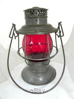 SANTA FE AT&SFRY RAILROAD LANTERN Red Cast AT&SFRy Lantern Globe