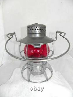 SANTA FE AT&SFRY RAILROAD LANTERN Signal Red Etched AT&SF Lantern Globe