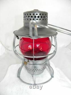 SANTA FE AT&SFRY RAILROAD LANTERN Signal Red Etched AT&SF Lantern Globe