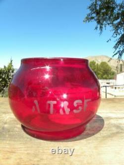 SANTA FE AT&SFRY RAILROAD LANTERN Signal Red Etched AT&SF Lantern Globe