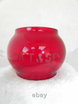 SANTA FE AT&SFRY RAILROAD LANTERN Signal Red Etched AT&SF Lantern Globe