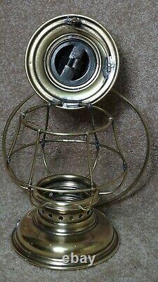 SHINY CT HAM BRASS CONDUCTOR RAILROAD LANTERN WithCLEAR PEARL GLASS GLOBE (2)