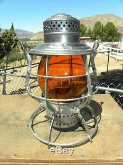 SOUTHERN PACIFIC RAILROAD LANTERN Etched Signal Yellow Lantern Globe