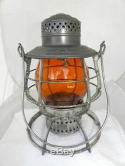 SOUTHERN PACIFIC RAILROAD LANTERN Etched Signal Yellow Lantern Globe