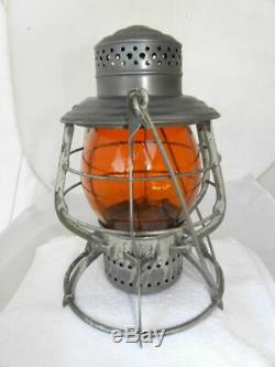 SOUTHERN PACIFIC RAILROAD LANTERN Etched Signal Yellow Lantern Globe