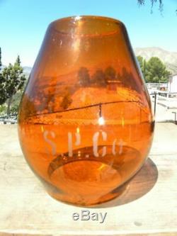 SOUTHERN PACIFIC RAILROAD LANTERN Etched Signal Yellow Lantern Globe