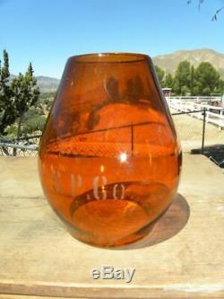 SOUTHERN PACIFIC RAILROAD LANTERN Etched Signal Yellow Lantern Globe