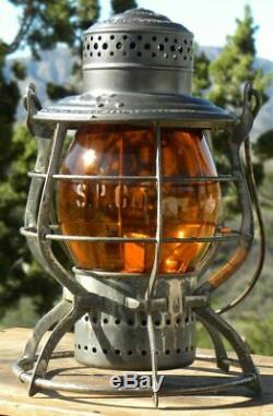 SOUTHERN PACIFIC RAILROAD LANTERN Signal Yellow Etched SPCO Lantern Globe