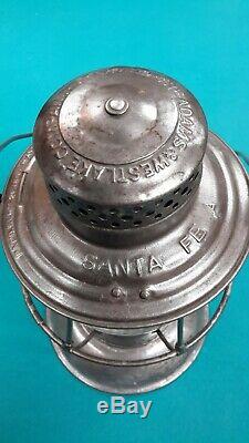 Santa Fe Railroad Lantern with Embossed Clear Globe