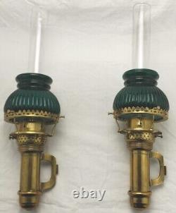 Set 2 Antique 1907 Adams Westlake Railroad Candle Lamp WithGlass Wall Mounted RARE