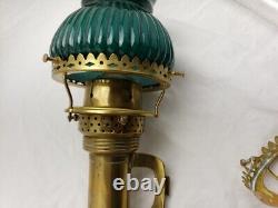 Set 2 Antique 1907 Adams Westlake Railroad Candle Lamp WithGlass Wall Mounted RARE