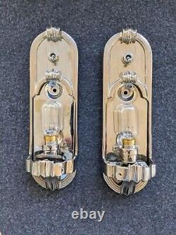 Slip Shade Art Deco Sconces, Pullman, Railroad, Nautical, Replated, Rewired