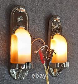 Slip Shade Art Deco Sconces, Pullman, Railroad, Nautical, Replated, Rewired