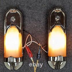 Slip Shade Art Deco Sconces, Pullman, Railroad, Nautical, Replated, Rewired